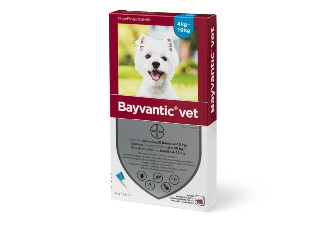 Bayvantic Vet. Loppemiddel til hunde mellem 4-10 kg, 4 x 1,0ml