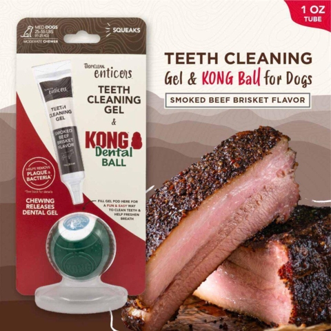 KONG TropiClean Teeth Cleaning Gel & Dental Ball - S 2-11kg