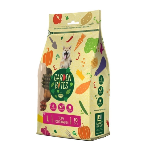 Garden Bites Toby Toothbrush - Vegetarisk Tyggesnack 10 Stk LARGE