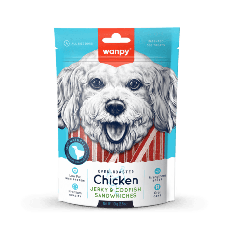 Wanpy Chicken Jerky & Codfish Sandwiches 100g