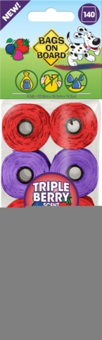 Bag On Board HømHøm poser - Triple Berry duft - 10 ruller